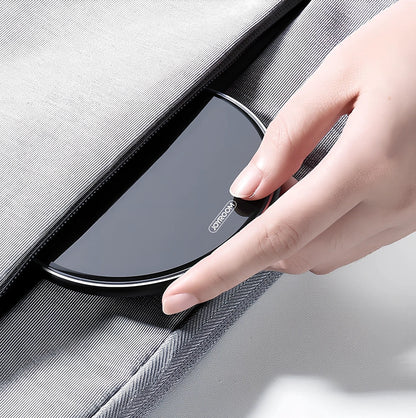 Black 15W wireless charger pad with Micro USB cable for fast phone charging