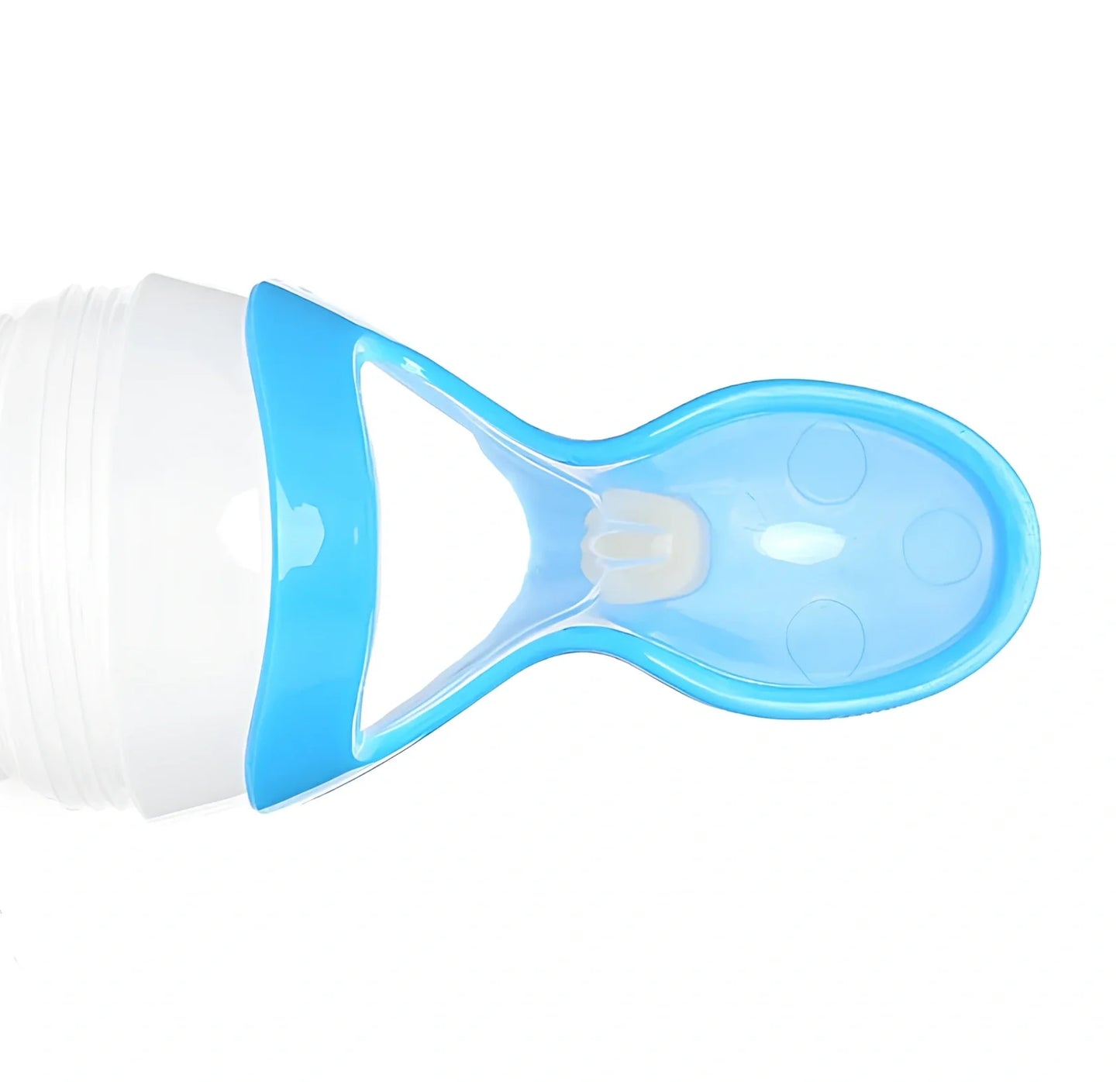 Blue baby spoon bottle feeder, 120ml capacity, food-grade silicone and PP, for 3 months semi-liquid feeding