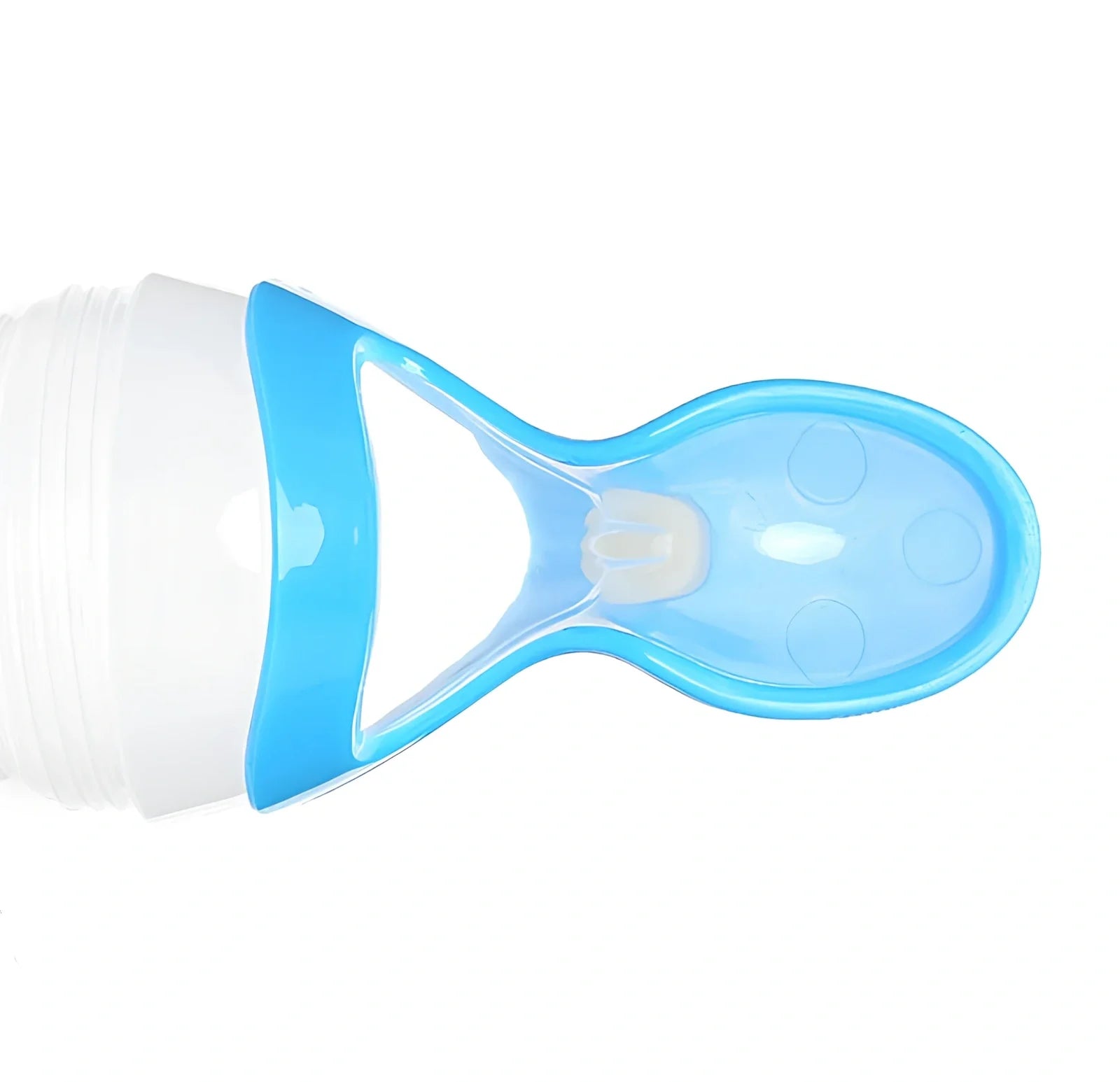 Blue baby spoon bottle feeder, 120ml capacity, food-grade silicone and PP, for 3 months semi-liquid feeding