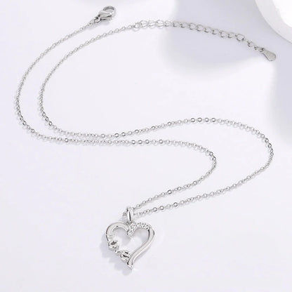 Creative Heart Design LOVE Titanium Steel Necklace with white gold finish