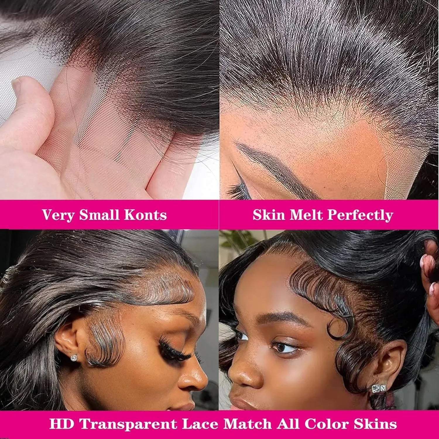 A black, medium-long curly wave full-head synthetic wig for ladies on a stand.