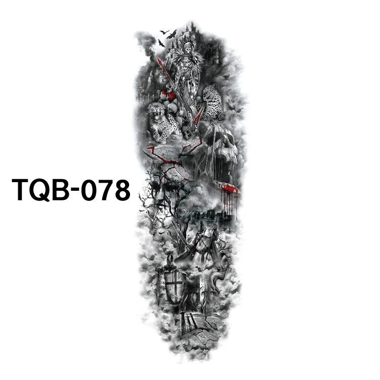 Waterproof full arm tattoo sticker with vibrant designs for temporary body art