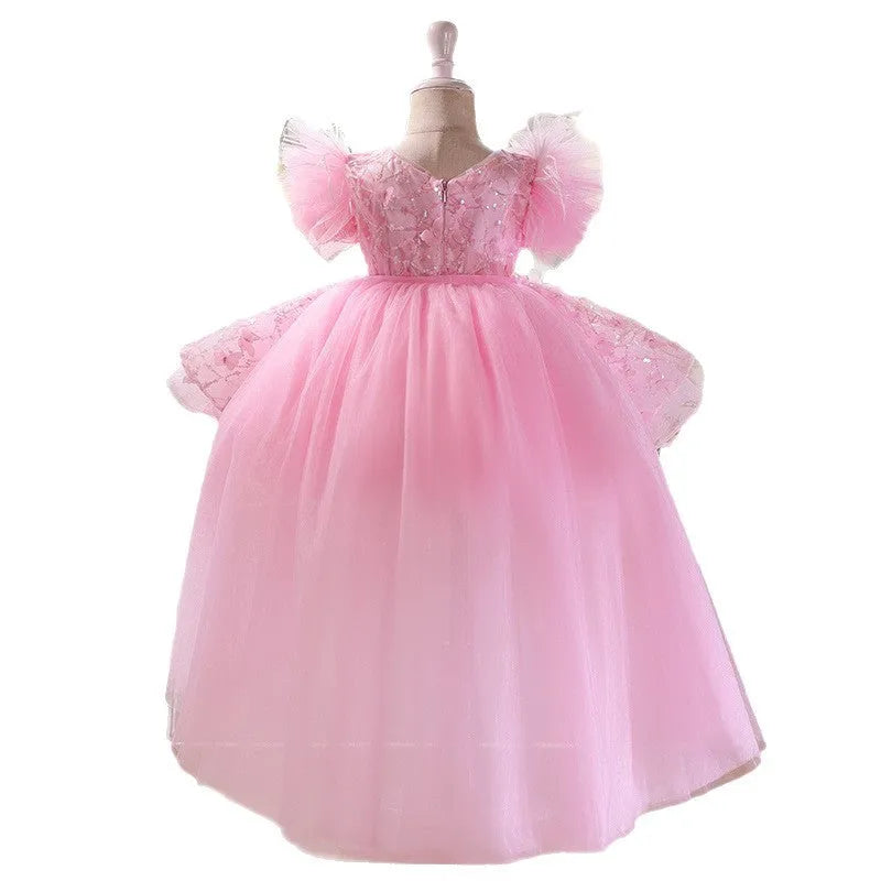 Pink polyester princess pettiskirt dress for girls, full tutu skirt, suitable for heights 80-150cm