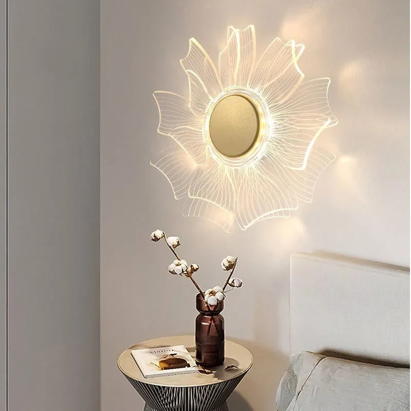 Petal acrylic LED wall lamp with trichromatic dimming, windmill colour, 175x175 mm, for modern home decor
