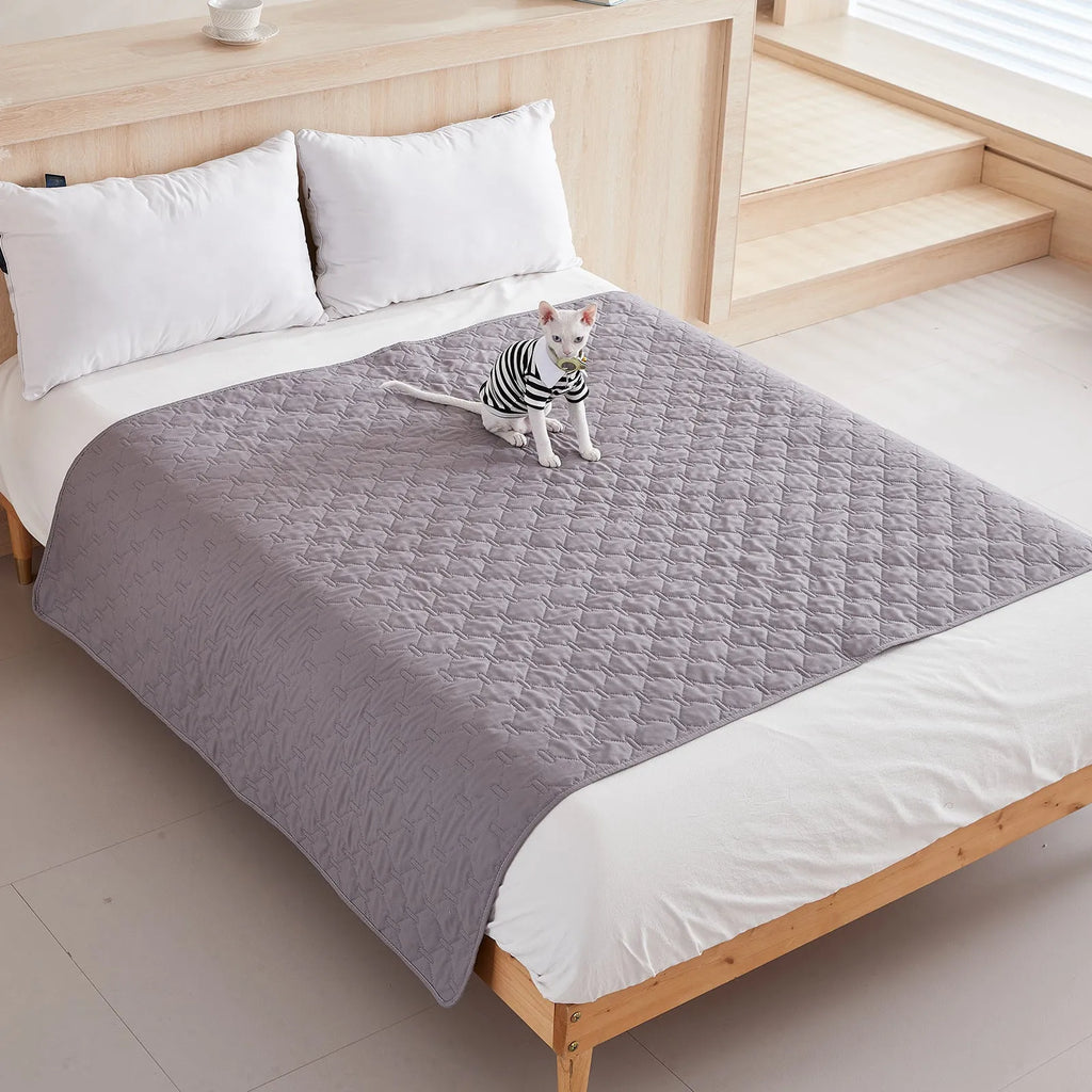 Waterproof non-slip pet mattress blanket for dogs in cloth material showing dark gray colour option