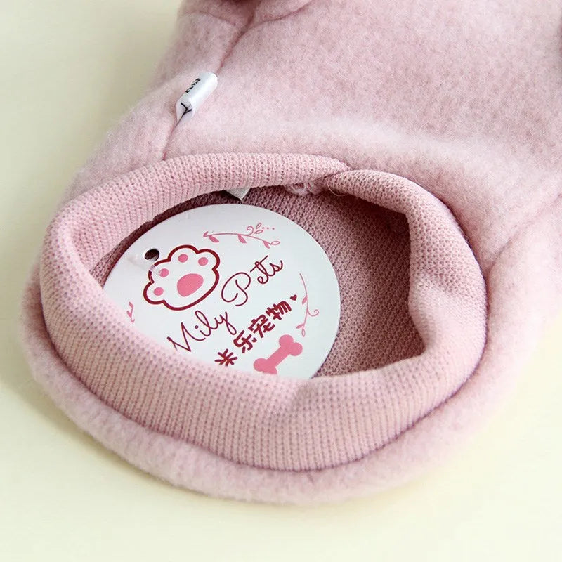 Autumn winter thin fleece dog clothes in grey and pink for small to large dogs sizes XS to XL