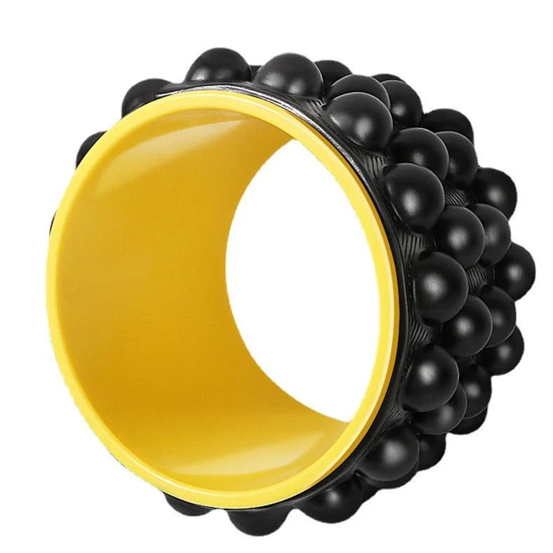 Purple and blue yoga wheel with 30cm diameter for backbend exercises