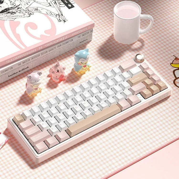 Wireless mechanical keyboard with RGB backlighting in multiple colour options showing Bluetooth connectivity