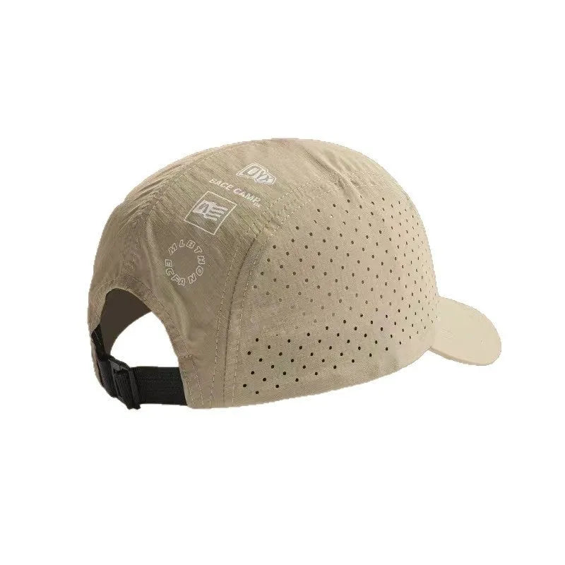Men's purple breathable mesh baseball cap with adjustable strap and dome crown.