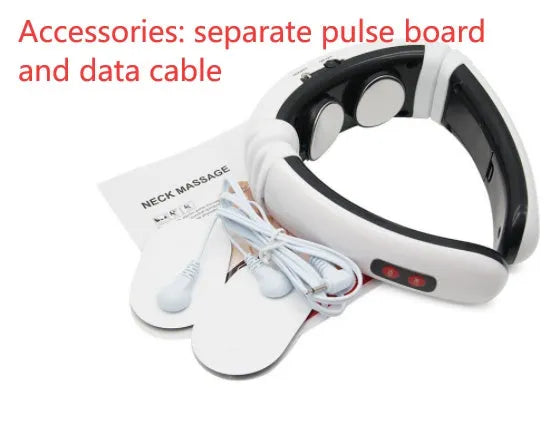 Cervical massager with 6 modes, white colour, ABS and gel construction, compact neck massage device