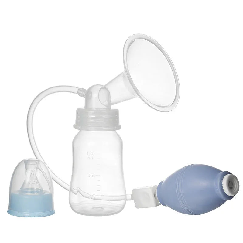 Silicone hand-kneaded manual breast pump in pink and blue for mothers