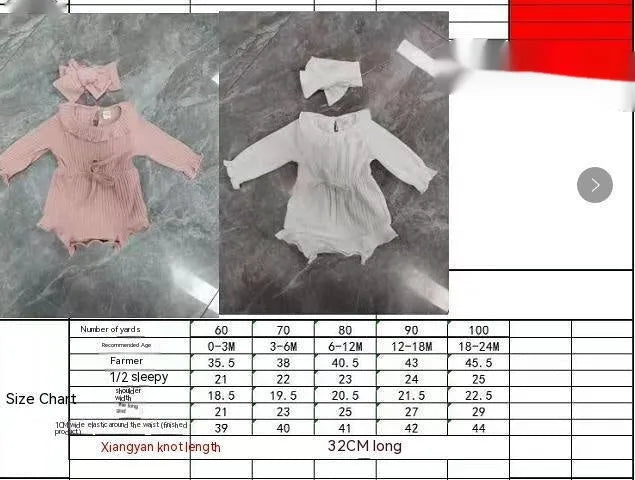 Baby girls long sleeve cotton sunken stripe romper jumpsuit with headscarf in white, pink and brown for heights 60-100cm