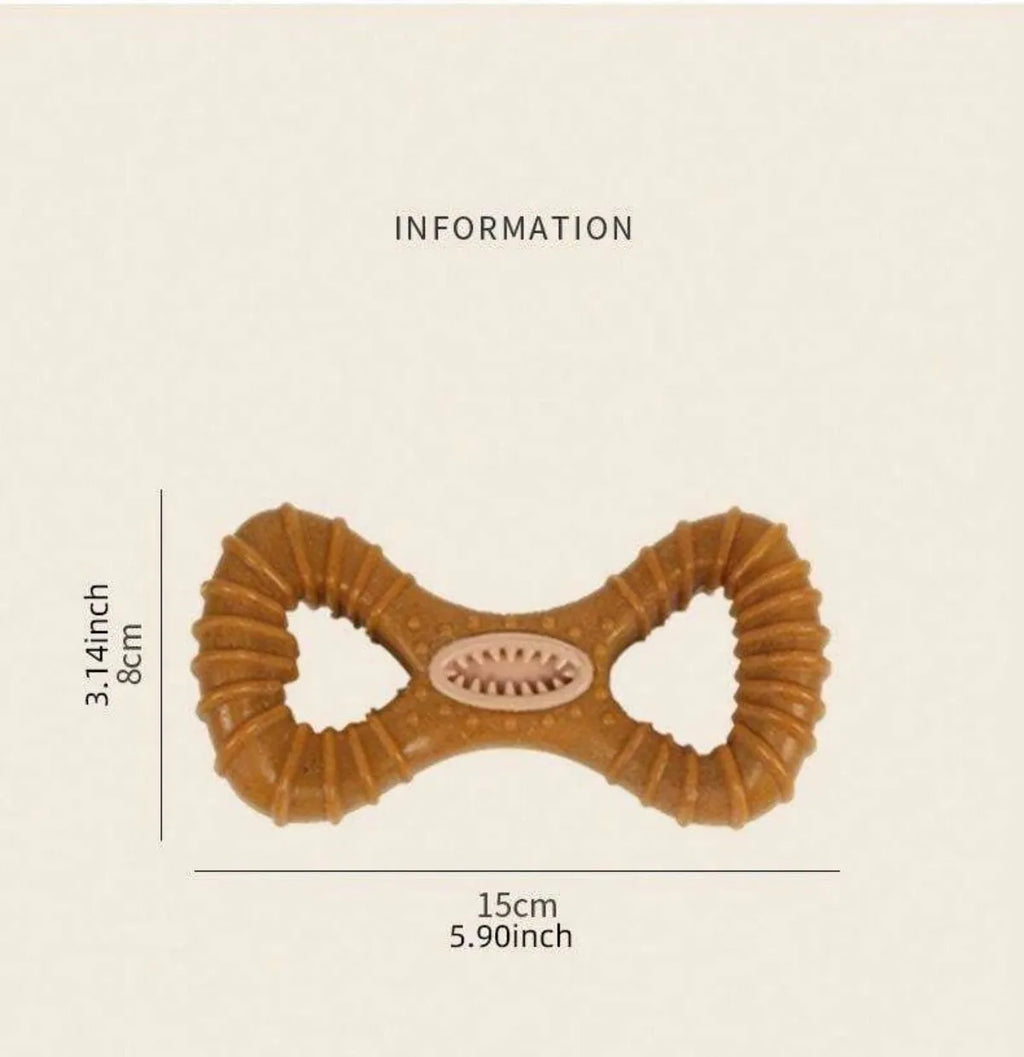 Dog chew toy bone with textured ridges for teeth cleaning in Y-shape and 8-shape designs