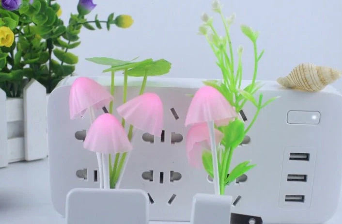 LED Mushroom Night Light with color-changing feature and automatic sensor