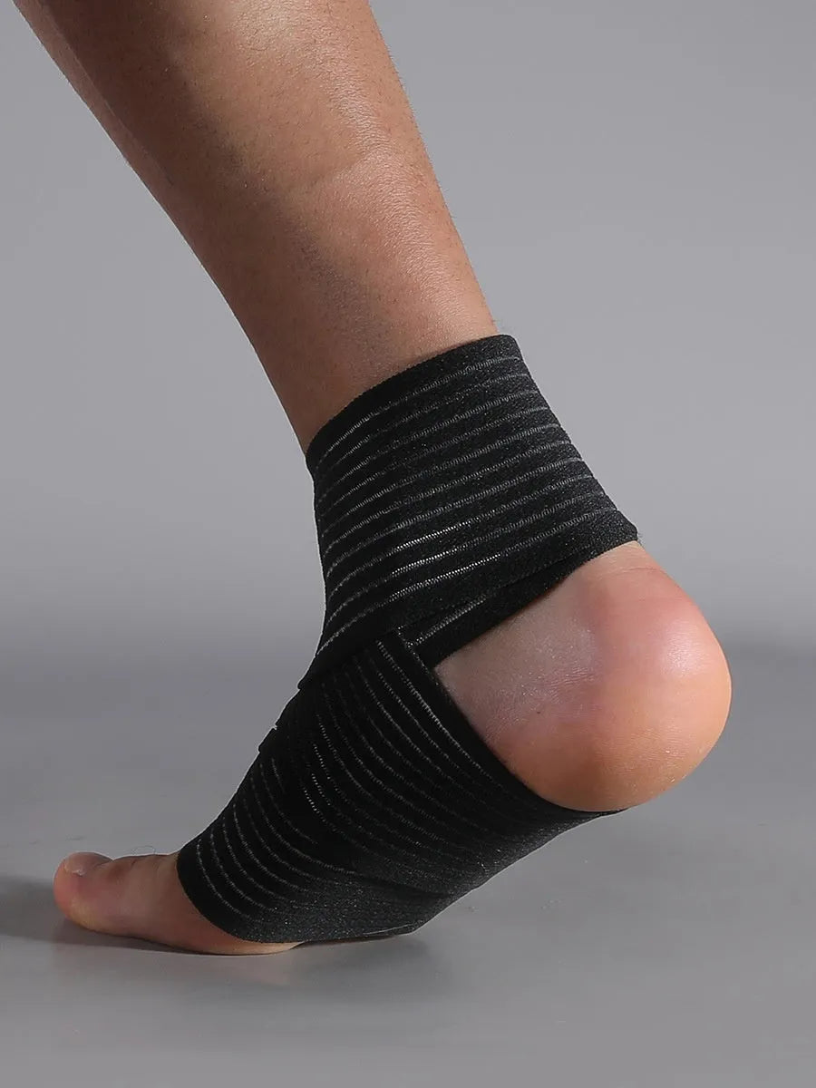 Adjustable black sports bandage ankle support for running and basketball