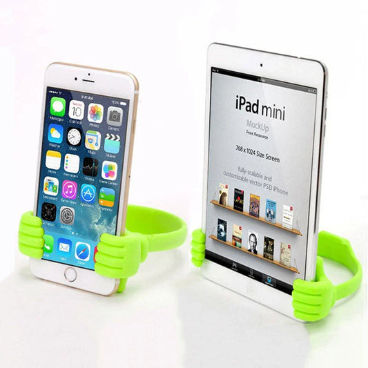 Portable Mobile Cell Phone Tablet Thumb Holder in various colors with thumbs-up design