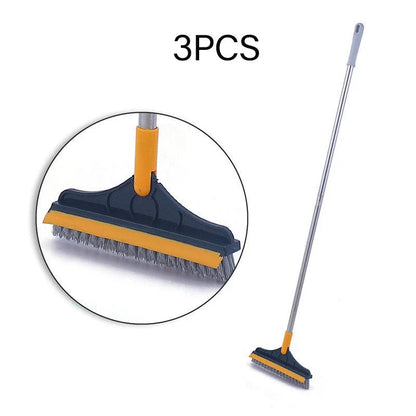 Multipurpose cleaning bristle brush with triangular head and 120-degree rotating design for floors, bathrooms, tiles, and more