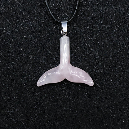 Crystal fishtail necklace with carved whale tail pendant measuring 2.0mm thick on 50cm lanyard