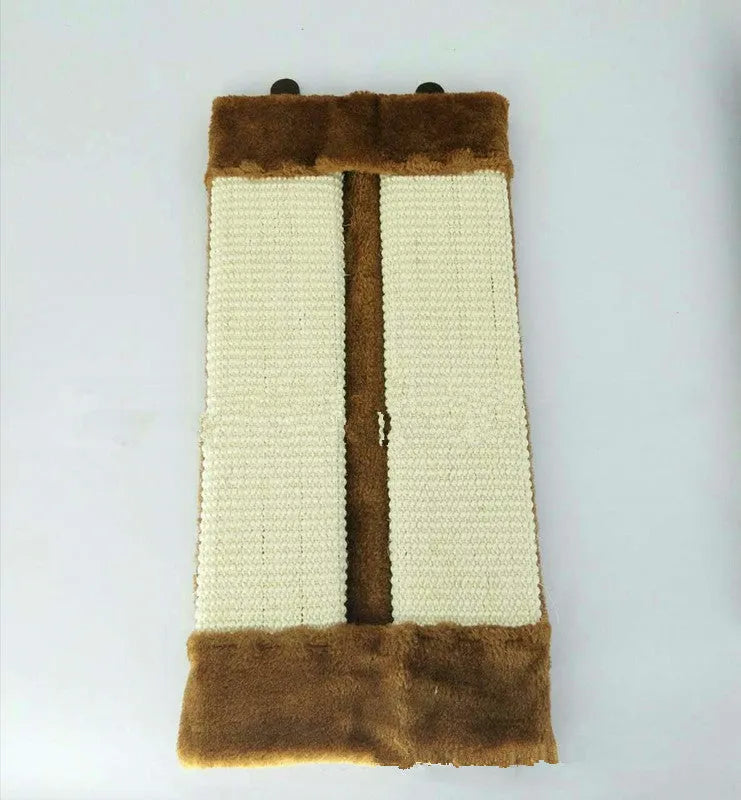 Foldable cat scratcher board in beige made with natural white sisal rope and E1 high-density board, size 50x23x2.5cm