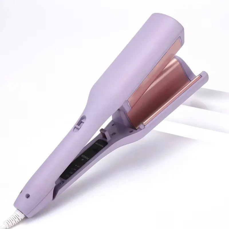 32mm French corrugated small curls plywood curling iron in pink with wired design and multiple plug options
