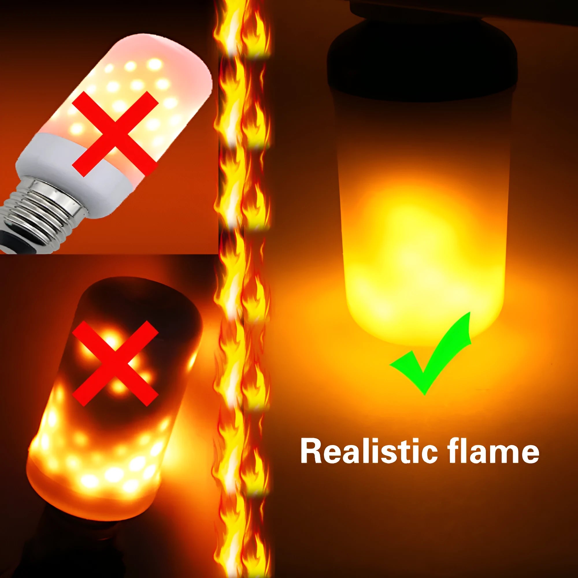 7W flame effect LED decorative bulb with flickering light pattern