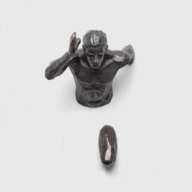 Resin character wall hanging decoration modern simple design metallic finish