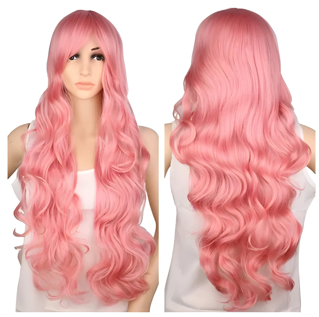 Long curly wig in black brown colour with 30cm length on mannequin head