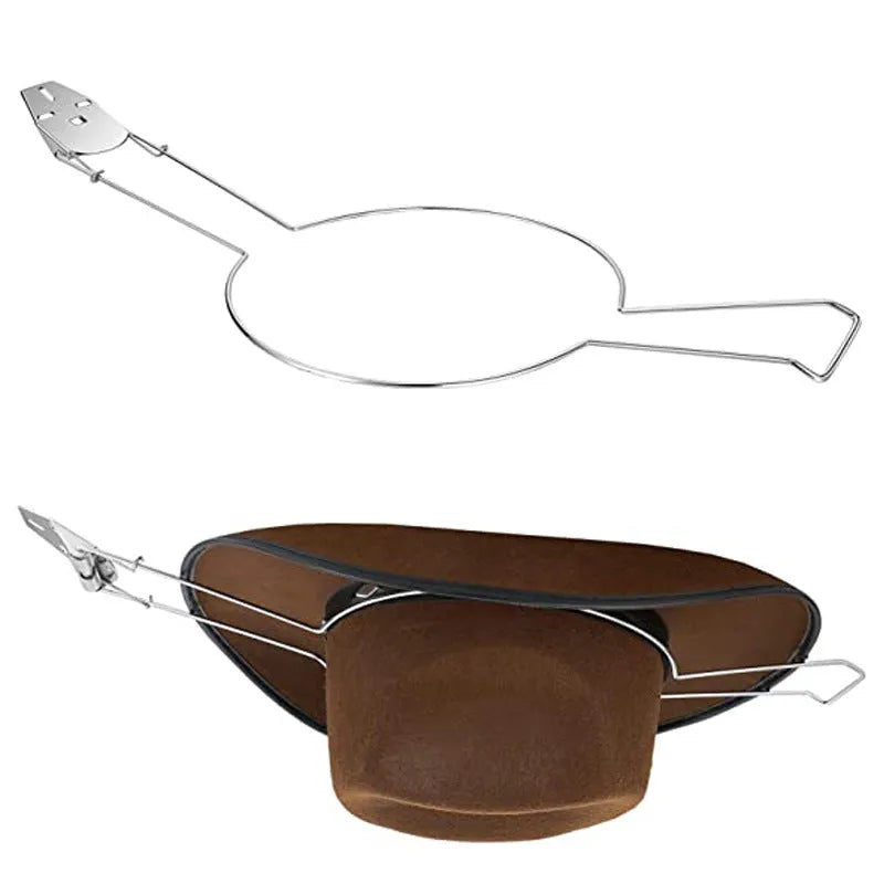 Brown freestanding car-shaped hat stand with a chrome-plated interior iron frame