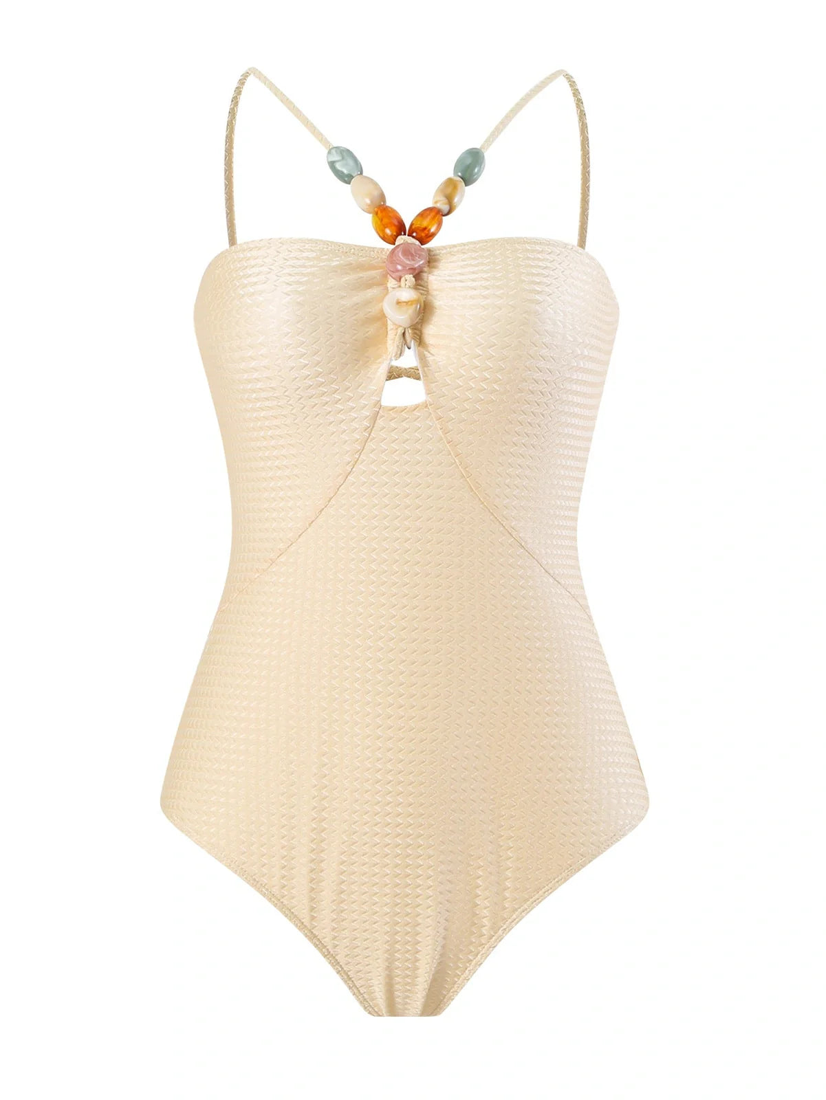 Women's one-piece swimsuit with hollow gem sling design in sapphire blue colour