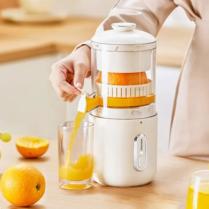 Fresh green portable electric juicer with USB-C charging port and removable parts