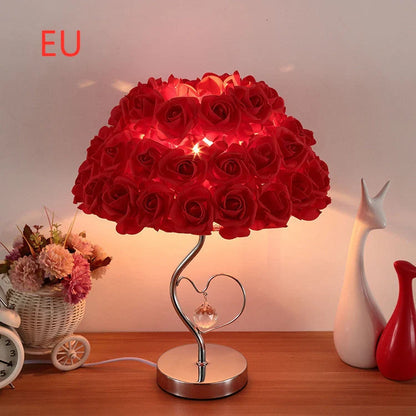 Wedding decoration lamp with roses flower design for bedroom and desk, available in multiple colors and sizes