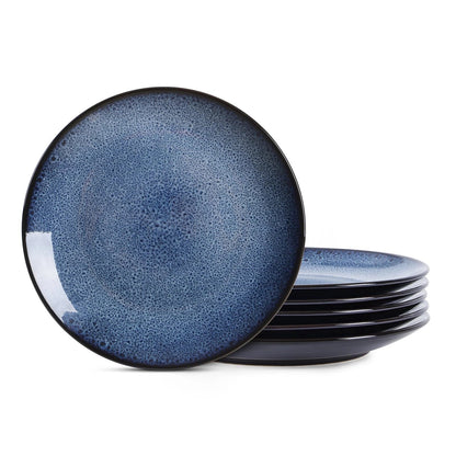 Set of 6 high-fired ceramic plates, versatile for any meal, dishwasher and oven safe