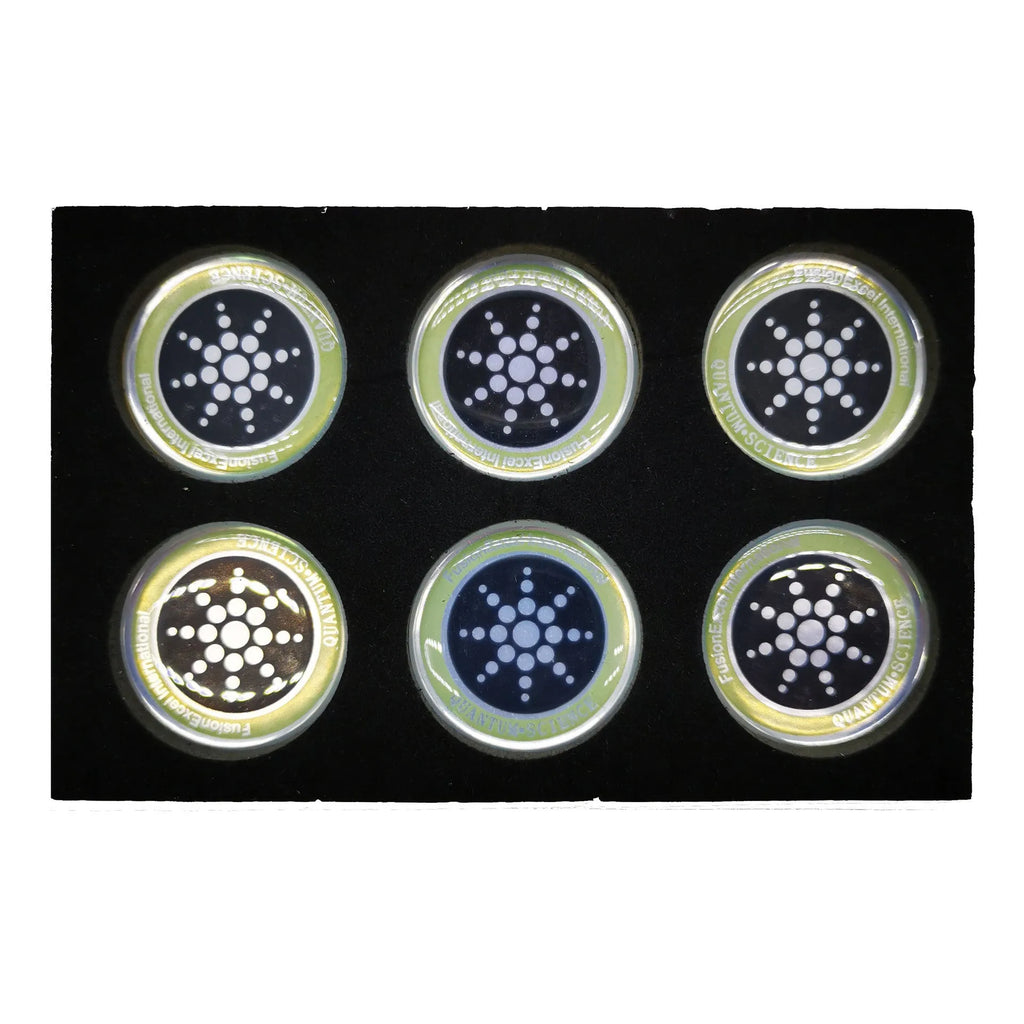Box of 6 anti-electromagnetic wave stickers for mobile phones in gold and silver colours
