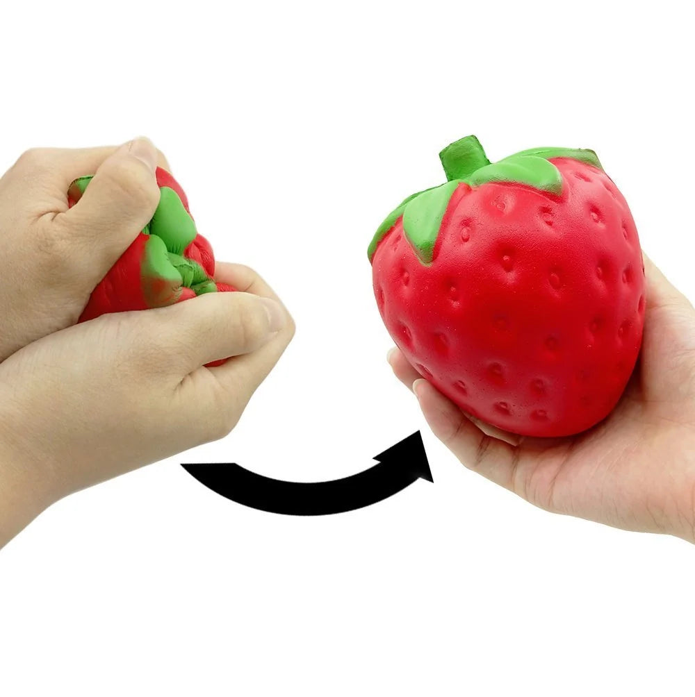 Strawberry-shaped anti-stress ball made from durable PU/polyurethane for stress relief