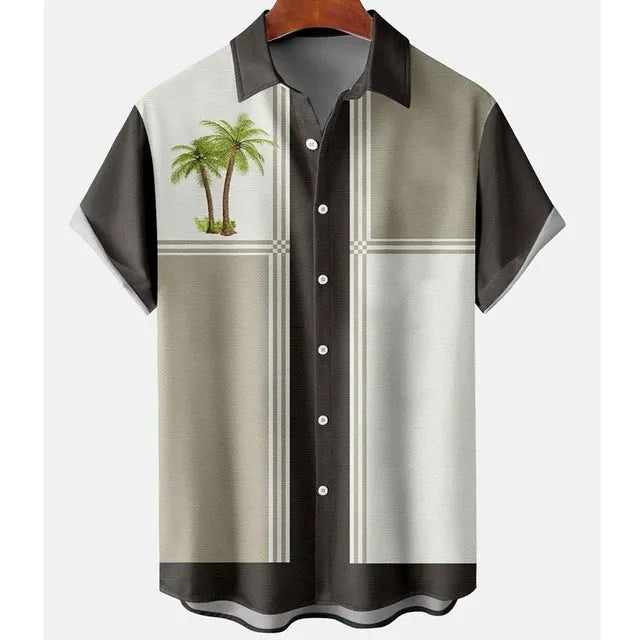 Men's slim fit casual shirt with colourful 3D floral digital print pattern on polyester fabric