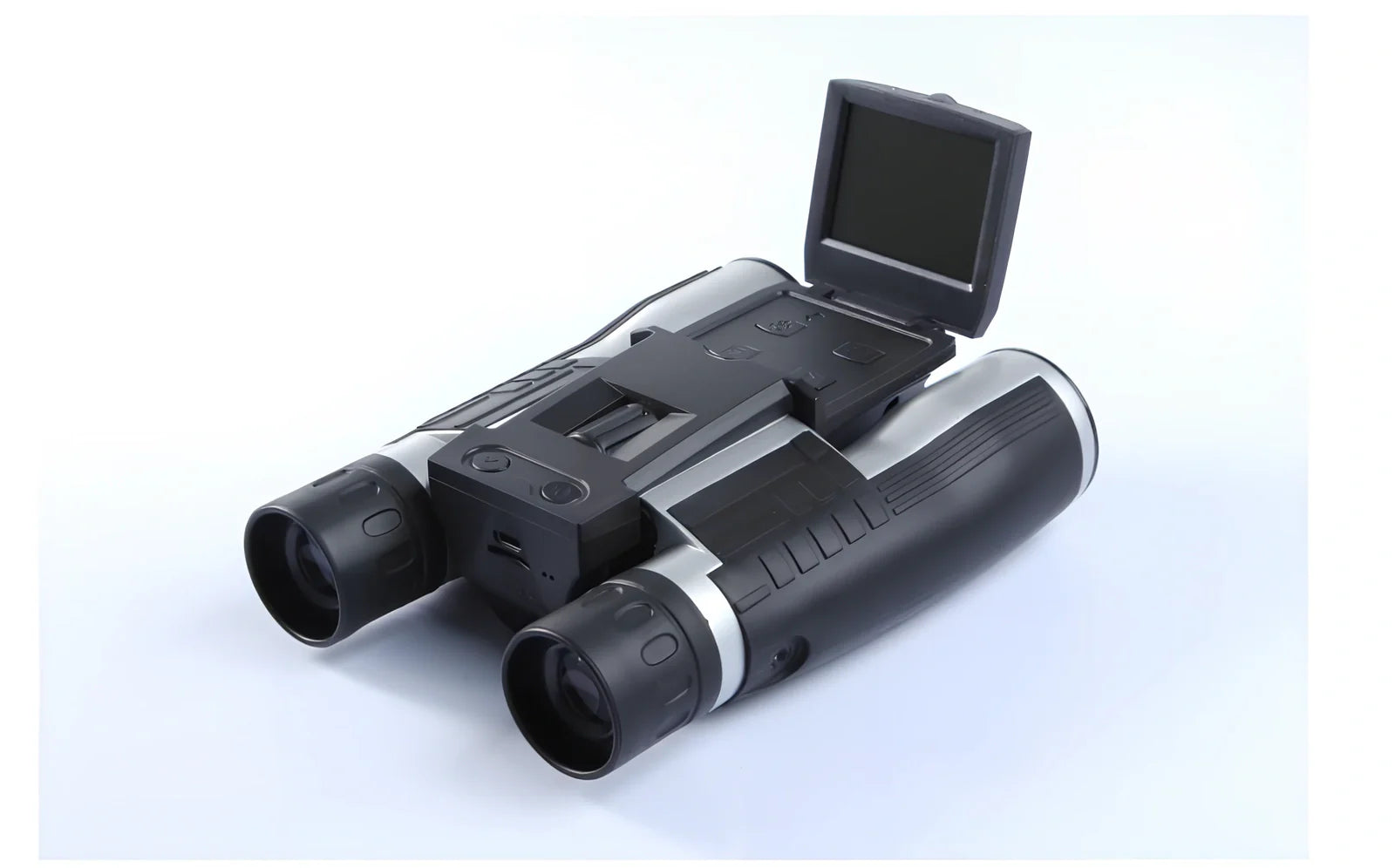 12x32 digital camera binoculars with black nylon housing and 2.5-inch LCD display