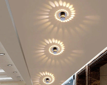 Vibrant LED spiral wall lights with color-changing effects, perfect for modern home decor and indoor lighting