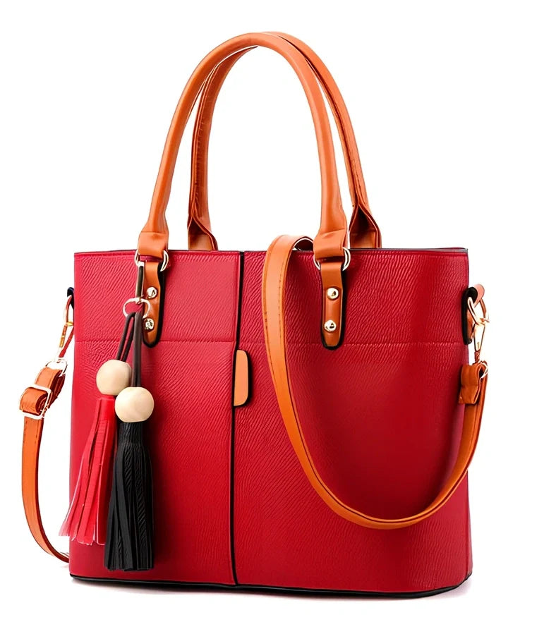 Women's black PU slung shoulder bag, 25cm height, adjustable strap for diagonal carry with phone and wallet inside