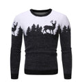 Christmas deer sweater in slim fit with colour block design in red, black, and navy blue