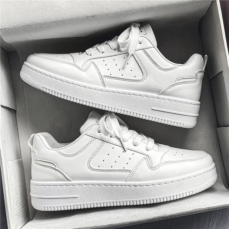 Breathable platform white board shoes for teens with artificial PU upper and rubber sole