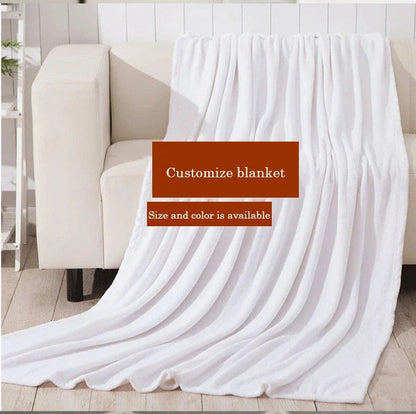 Custom design flannel blanket with knee warm feature, available in multiple sizes