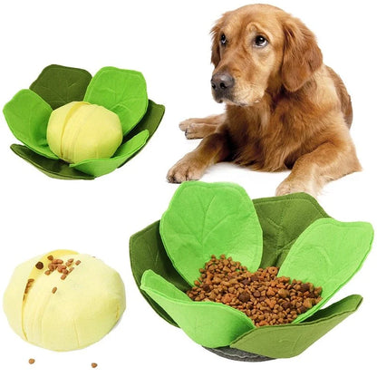 Green felt cloth cabbage sniffing toy for dogs, 32*32cm