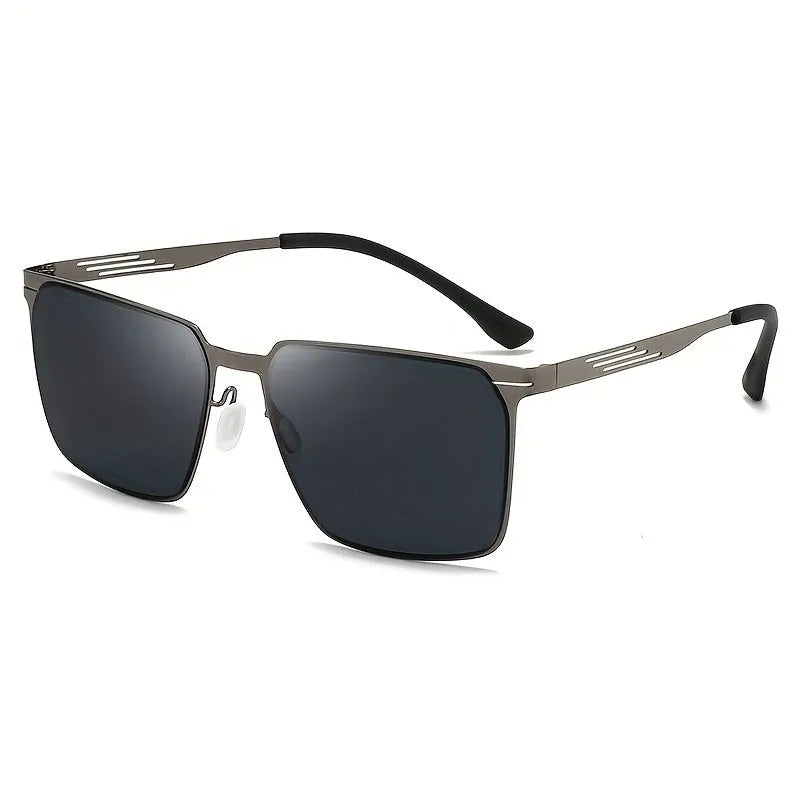 Fashion metal frame sunglasses with PC lenses in black frame double gray piece