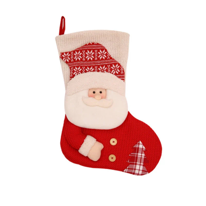 Premium knitted Christmas stocking with Santa Claus or snowman design, perfect for holiday decor and gift-giving