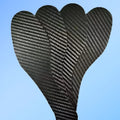 Black 3K carbon fibre running insoles showing full palm construction and thickness options