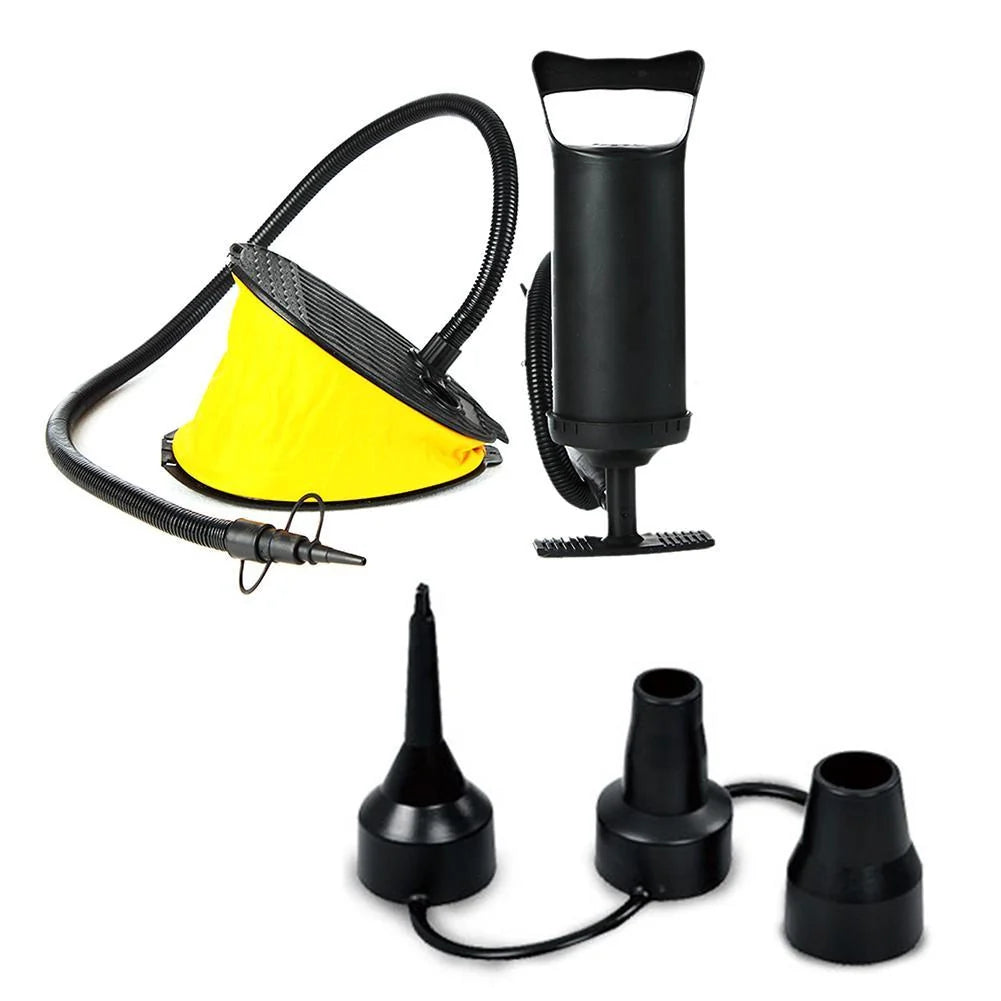 AIRHEAD High Volume Bellows Foot Pump in yellow with hose and adapters
