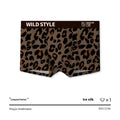 Men's leopard print ice silk underwear trousers in a folded display showing the mid waist design and patterned fabric.