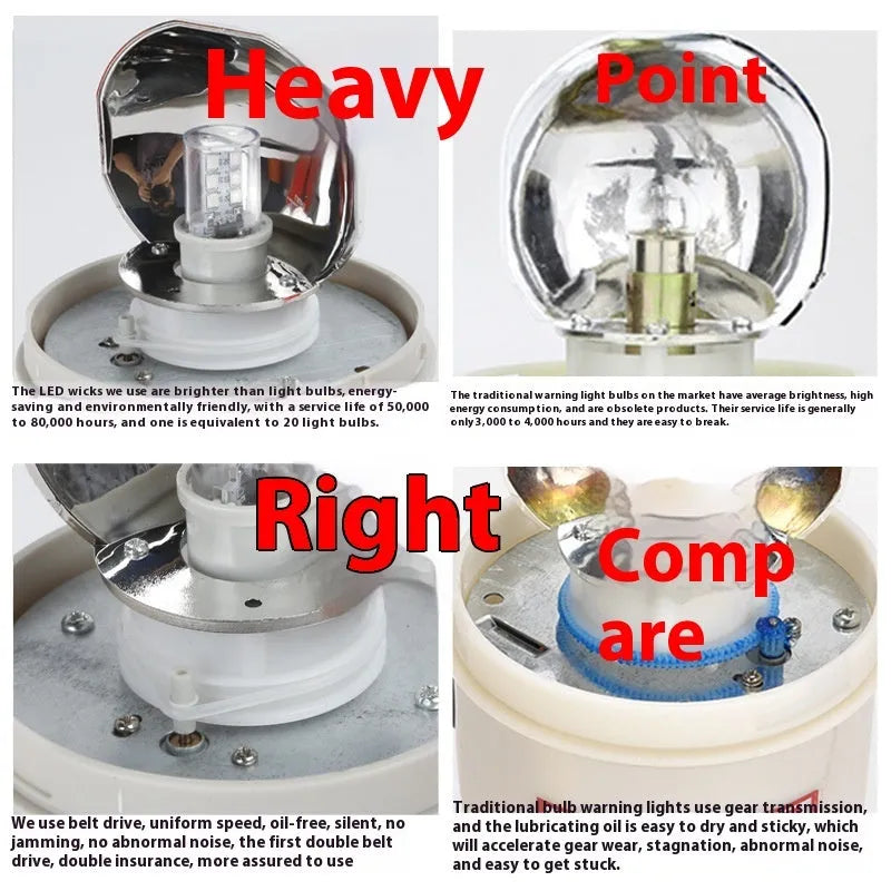 LTE-1101J red rotating warning light and siren unit with large magnetic base mount.