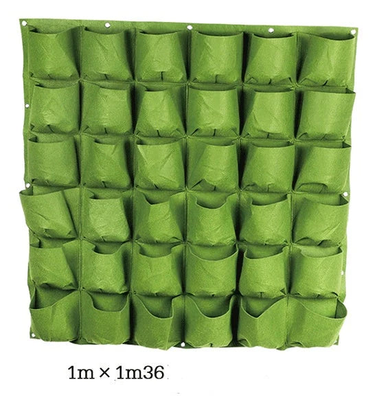 Wall mount hanging planting bags for vertical gardening in green and black
