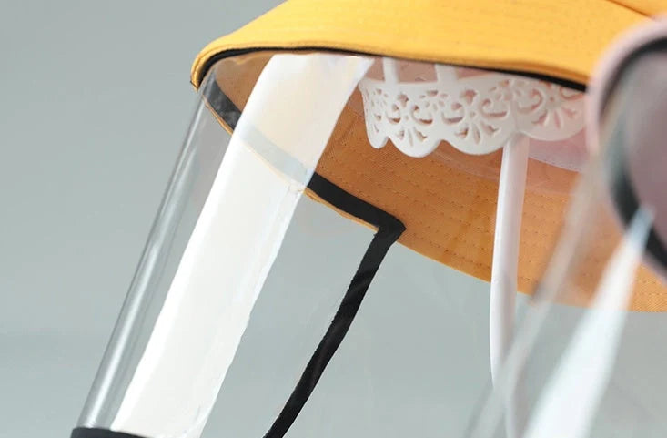 Transparent PVC protective hat for children with dustproof and anti-spitting design